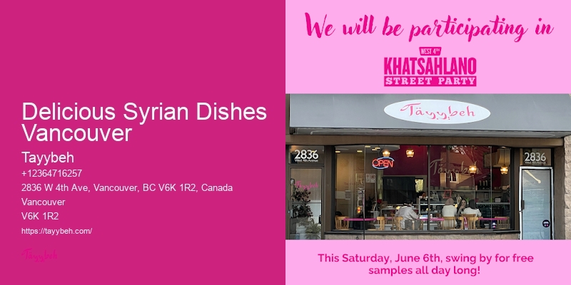 Syrian Dinner Parties Vancouver